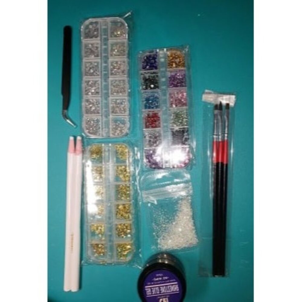 New Nail Art 8ml×2 NO WIPE Rhinestone Glue Gel Kit(LED Light Cure Needed)